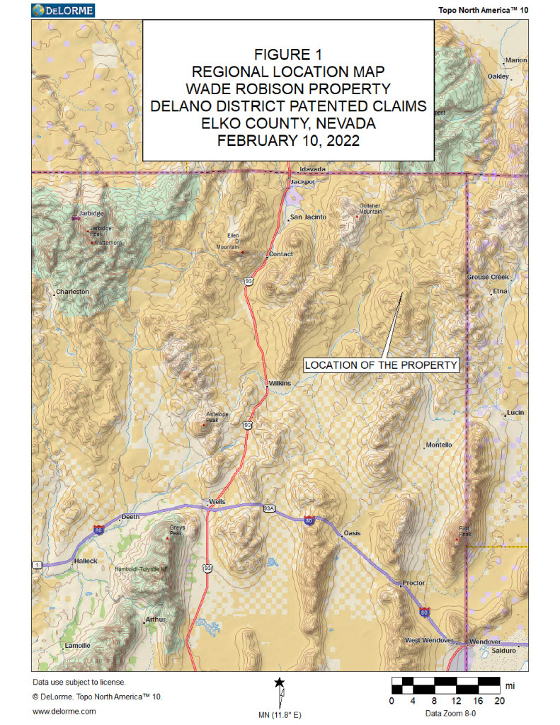 Delano District Mining Claim Topographic Map