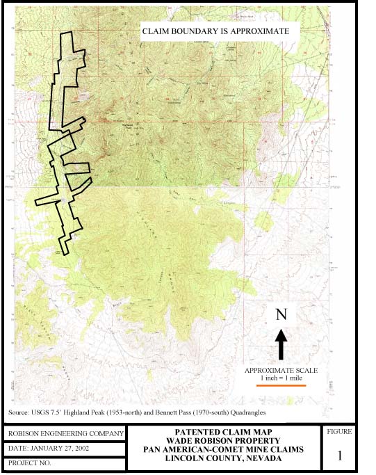 Pan American Comet Mine patented mining claim for sale