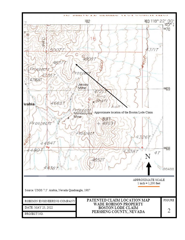 Boston Lode Claim, Pershing County, Nevada, Location Map